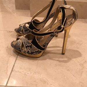 BCBG Snake Print Gold Heel